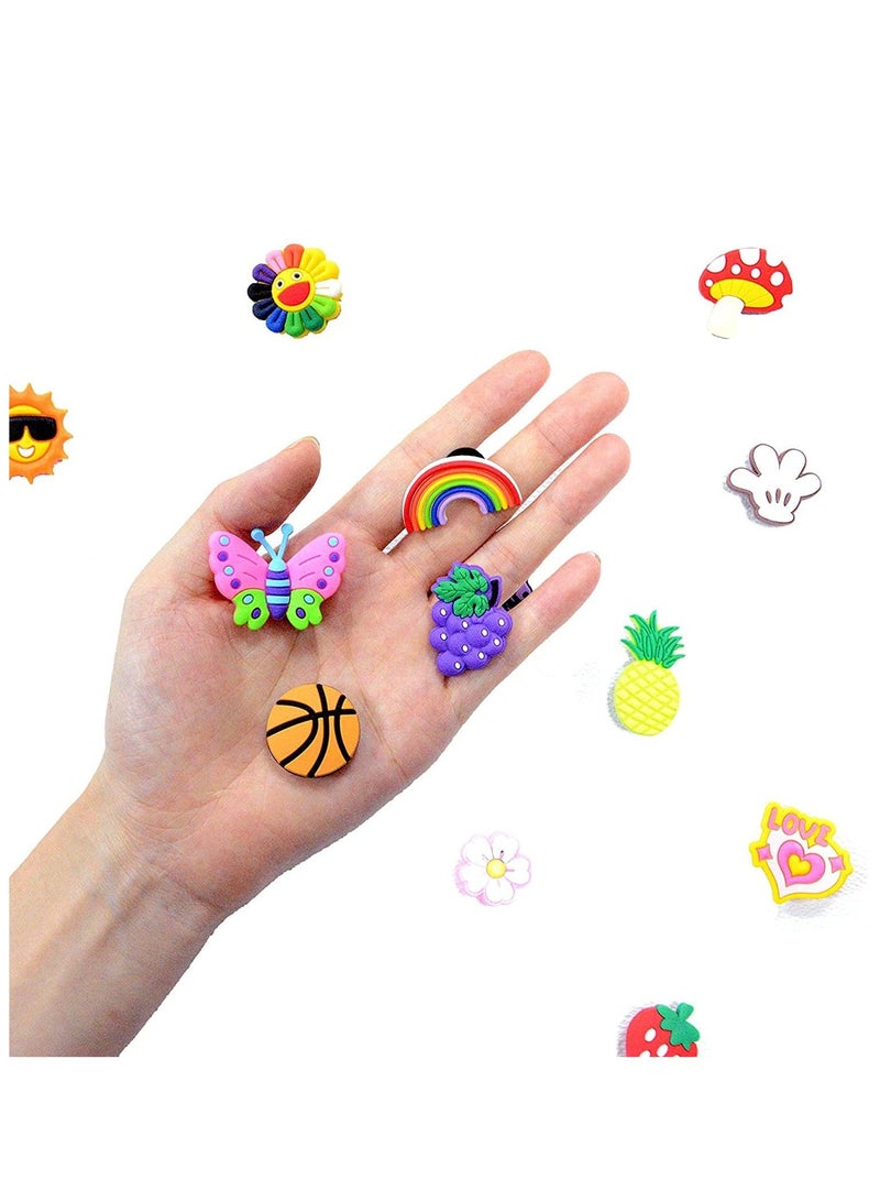 SYOSI 100 Pcs Shoe Decoration Charms Crocs Shoe Charms Fit for Shoes Sandals and Wristband Bracelet Decoration, Different Shape Unisex Adult Shoe Charms Party Birthday Gift for Kids and Teens - Image 3