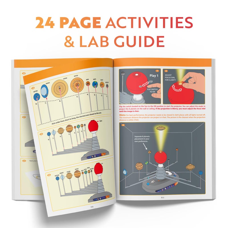 Playz Premium Solar System Model Kit for Kids - 4 Speed Motor, HD Planetarium Projector, 8 Painted Planets & 8 White Foam Balls with Paint and Brush for a Hands-On STEM DIY Project for Space Toys - Image 4