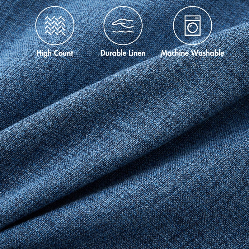 MIULEE Pack of 2 Decorative Linen Burlap Coastal Pillow Covers Farmhouse Accent Pillowcases for Sofa Car Couch Bedroom Living Room Decor 18x18 Inch Blue - Image 2