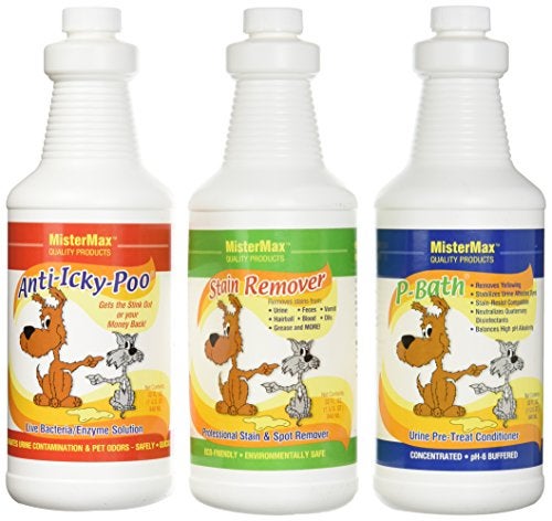 Mister Max Anti Icky Poo Pet Enzyme Cleaner - Cat & Dog Urine Odor Remover, Stain Remover, & P-Bath Urine Pre-Treat Conditioner - Complete Spray Set - Image 4