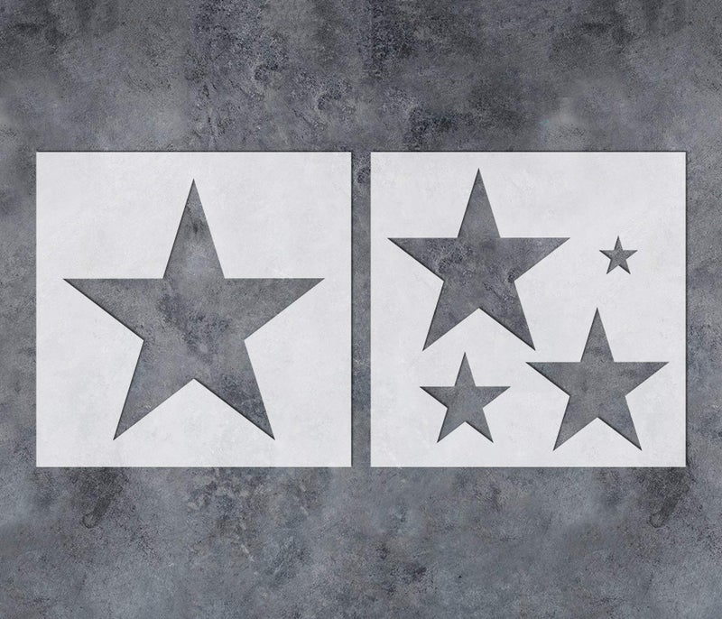 G GSS Designs Gss Designs Star Stencil For Wall (2 Pack) - Reusable Plastic Stars Stencils For Painting On Wood Wall Kids Room Decor (12X12Inch) - Assorted Size Stars - Image 1