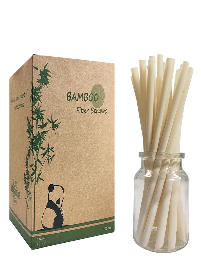 DingZan Extra Wide Bamboo Smoothie Boba Straws, 200 Pack Disposable Drinking Straws Biodegradable Bamboo Boba Straws Made of 100% Natural Plant Based Fiber - Durability 9 in x 0.5 in Hot and Cold Drinking - Image 1