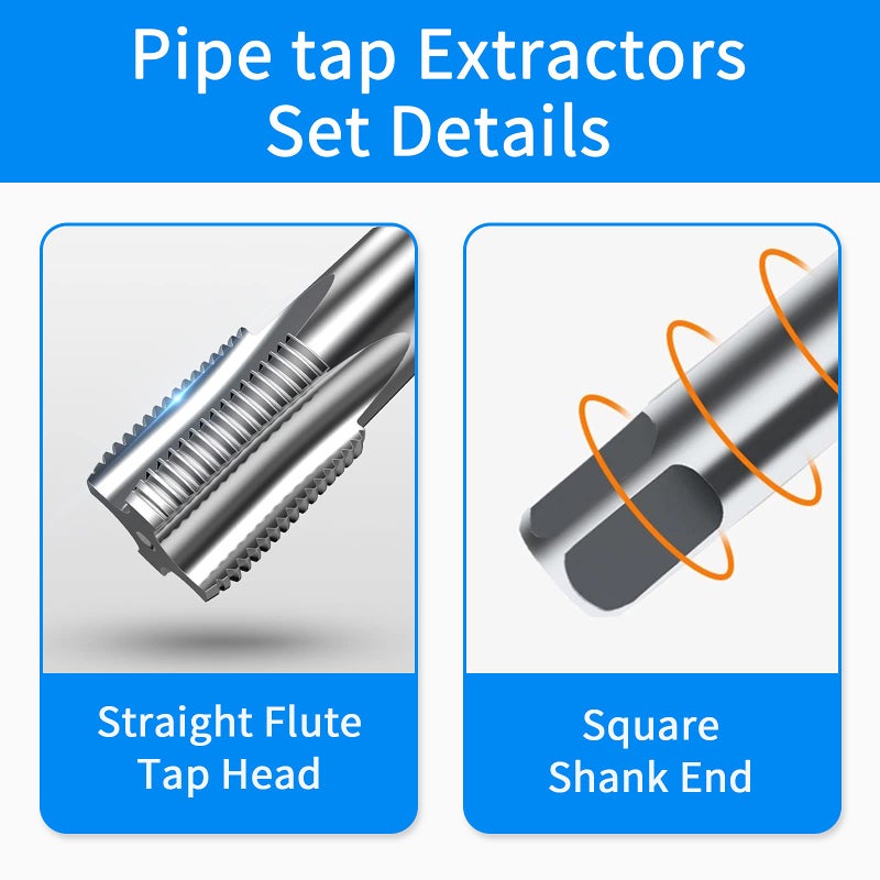 DKIBBITH 6-Piece NPT Pipe Tap Set, 1", 3/4", 1/2", 3/8", 1/4", 1/8" NPT Tap Set, Carbon Steel Hand Threading Plumbing Tap Set for Accurate Threads, Assorted Plumbers Mechanics DIY Thread cutting tools - Image 5