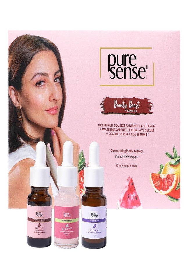 PureSense Beauty Booster Anti Aging Face Serum + Niacinamide Face Serum and Hyaluronic Face Serum AM-PM Travel Kit with Vit C for Hydration | All Skin Types | Non Sticky | Men and Women (10ml x 3) - Image 1