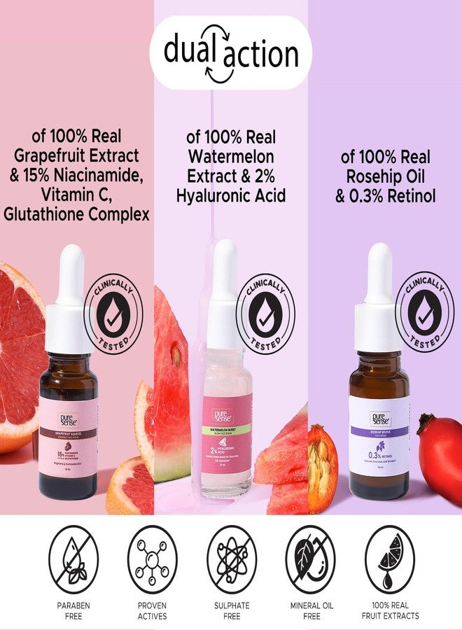 PureSense Beauty Booster Anti Aging Face Serum + Niacinamide Face Serum and Hyaluronic Face Serum AM-PM Travel Kit with Vit C for Hydration | All Skin Types | Non Sticky | Men and Women (10ml x 3) - Image 2