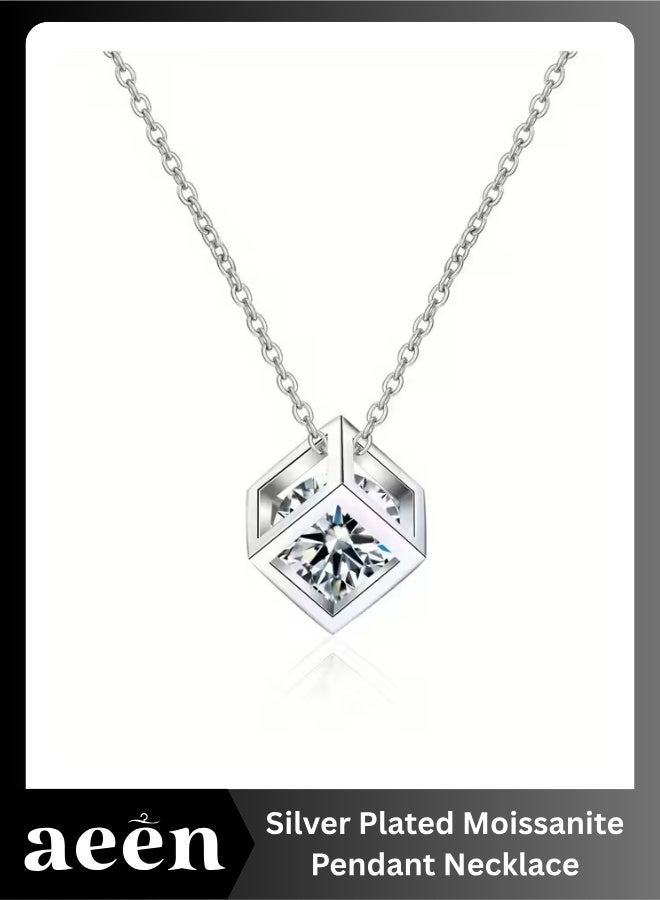 aeen 925 Silver Plated Women's Moissanite Pendant Necklace – Elegant Light Luxury Jewelry, Romantic Gift for Couples, Mom, or Best Friend - Image 1