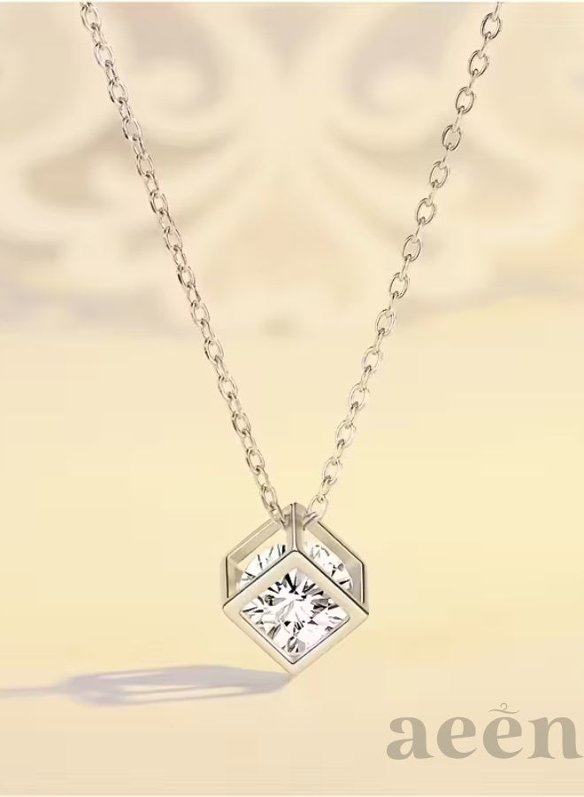aeen 925 Silver Plated Women's Moissanite Pendant Necklace – Elegant Light Luxury Jewelry, Romantic Gift for Couples, Mom, or Best Friend - Image 5