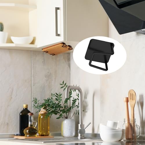 Aogigigio Under Cabinet Cutting Board Holder - 12 Pcs Pot Lid Organizer for Cabinet Rack Storage Stainless Steel Shelf Counter Chopping Board Holder (Black) - Image 2