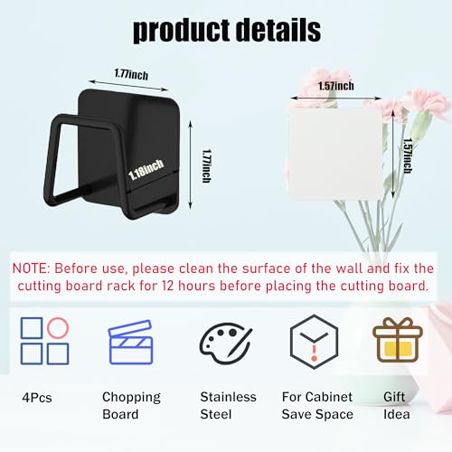 Aogigigio Under Cabinet Cutting Board Holder - 12 Pcs Pot Lid Organizer for Cabinet Rack Storage Stainless Steel Shelf Counter Chopping Board Holder (Black) - Image 3