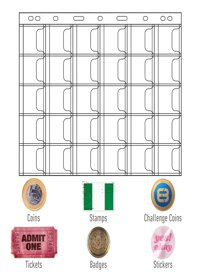 JOUTYFOR 900 Pockets Coin Sleeves, 30 Sheets Coin Pages, Coin Collecting Supplies with Standard 9 Holes, Coin Sheets Plastic for Binder(30 Pocket) - Image 2