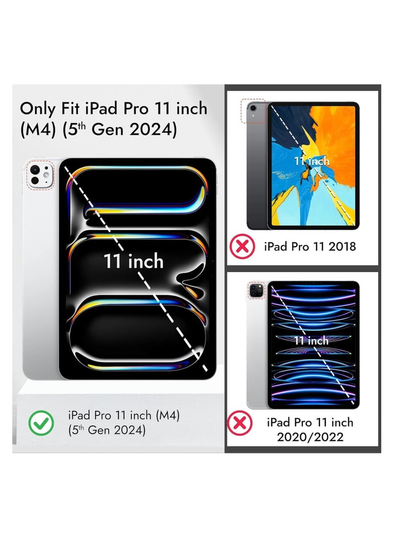 MIGOFAST iPad Pro 11 Inch Case M4 (2024 5th Generation) with Pencil Holder Trifold Stand Smart Case with Soft TPU Back, Auto Wake/Sleep - Image 3