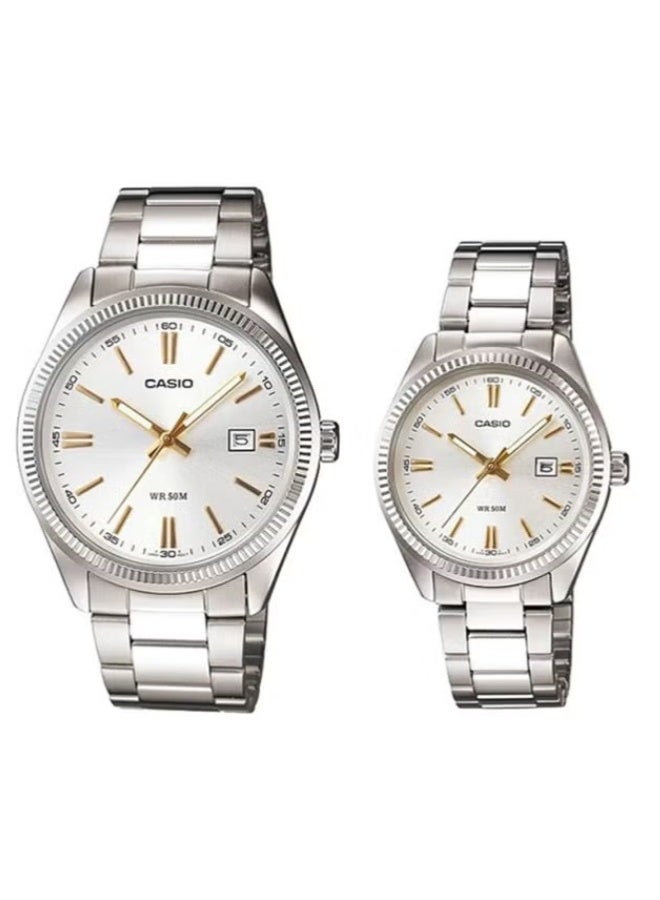 Casio His & Her Stainless Steel Band Couple Watch MTP/LTP -1302D-7A2VDF - Image 1