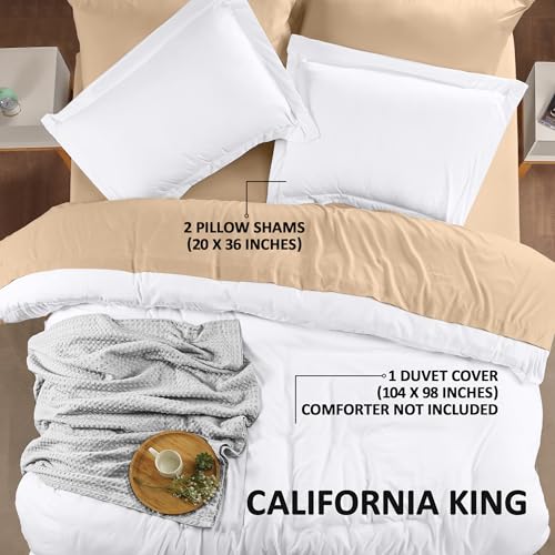 Utopia Bedding Duvet Cover California King Size 3 Piece with Zipper Closure 1 Comforter Cover 104X98 Inches 2 Pillow Shams 20X36 Inches White Comforter Not Included - Image 3