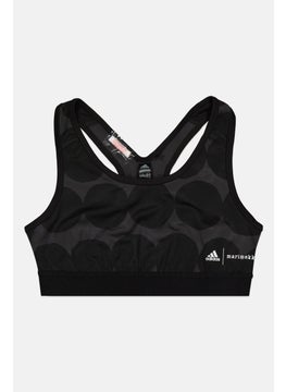 Adidas Kids Girl Brand Logo Non-Padded Sports Bra, Black  - Image 1