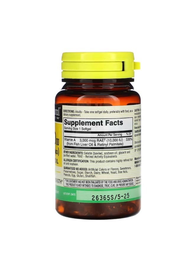 Mason Natural Vitamin A from Fish Liver Oil 3000 mcg 10000 IU 100 Softgels  - Image 2