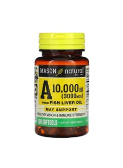 Mason Natural Vitamin A from Fish Liver Oil 3000 mcg 10000 IU 100 Softgels  - Image 1