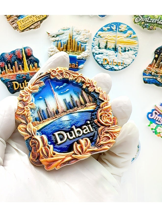 قطعتان من مغناطيس ثلاجة دبي، مغناطيس تذكاري رائع بتصميم مستوحى من دبي، ألوان زاهية ومغناطيس قوي، هدية مثالية للعطلات والديكور - Image 4