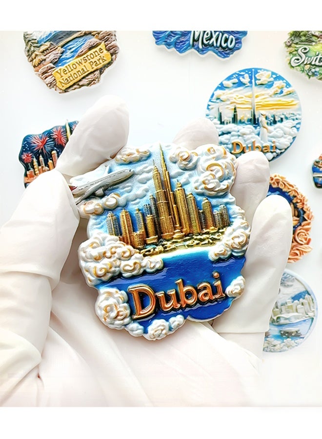 قطعتان من مغناطيس ثلاجة دبي، مغناطيس تذكاري رائع بتصميم مستوحى من دبي، ألوان زاهية ومغناطيس قوي، هدية مثالية للعطلات والديكور - Image 3