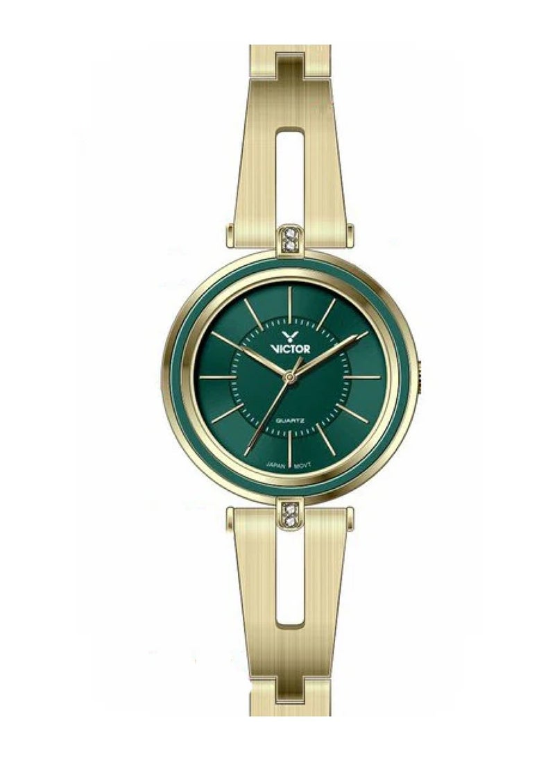 Victor - Women Analog Quartz Gold Stainless Steel Band Watch V1498 - 32mm - Image 1