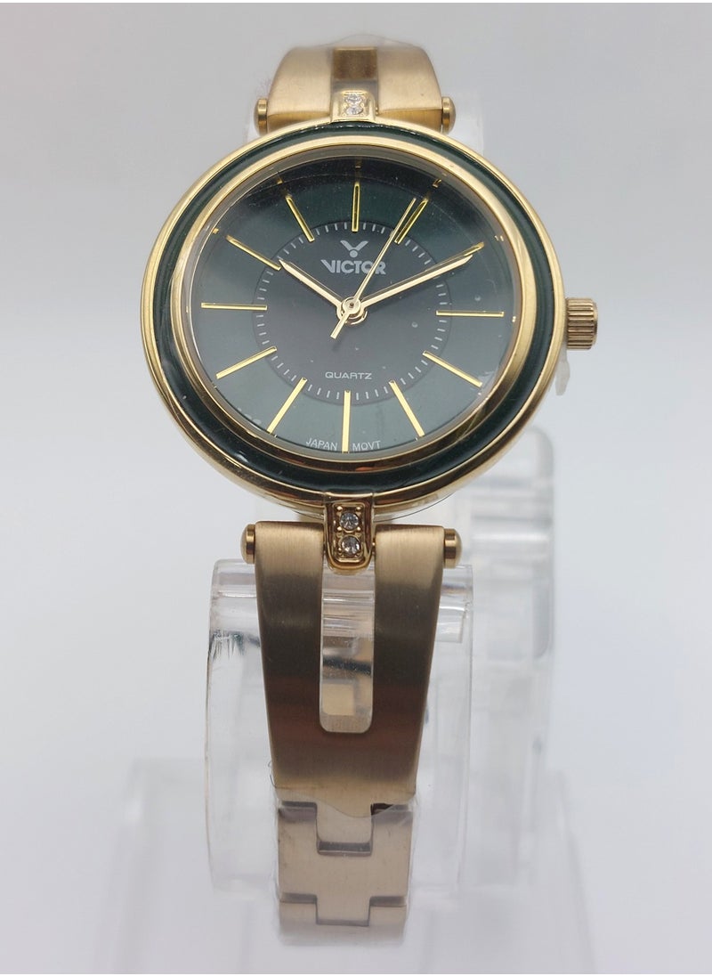 Victor - Women Analog Quartz Gold Stainless Steel Band Watch V1498 - 32mm - Image 1