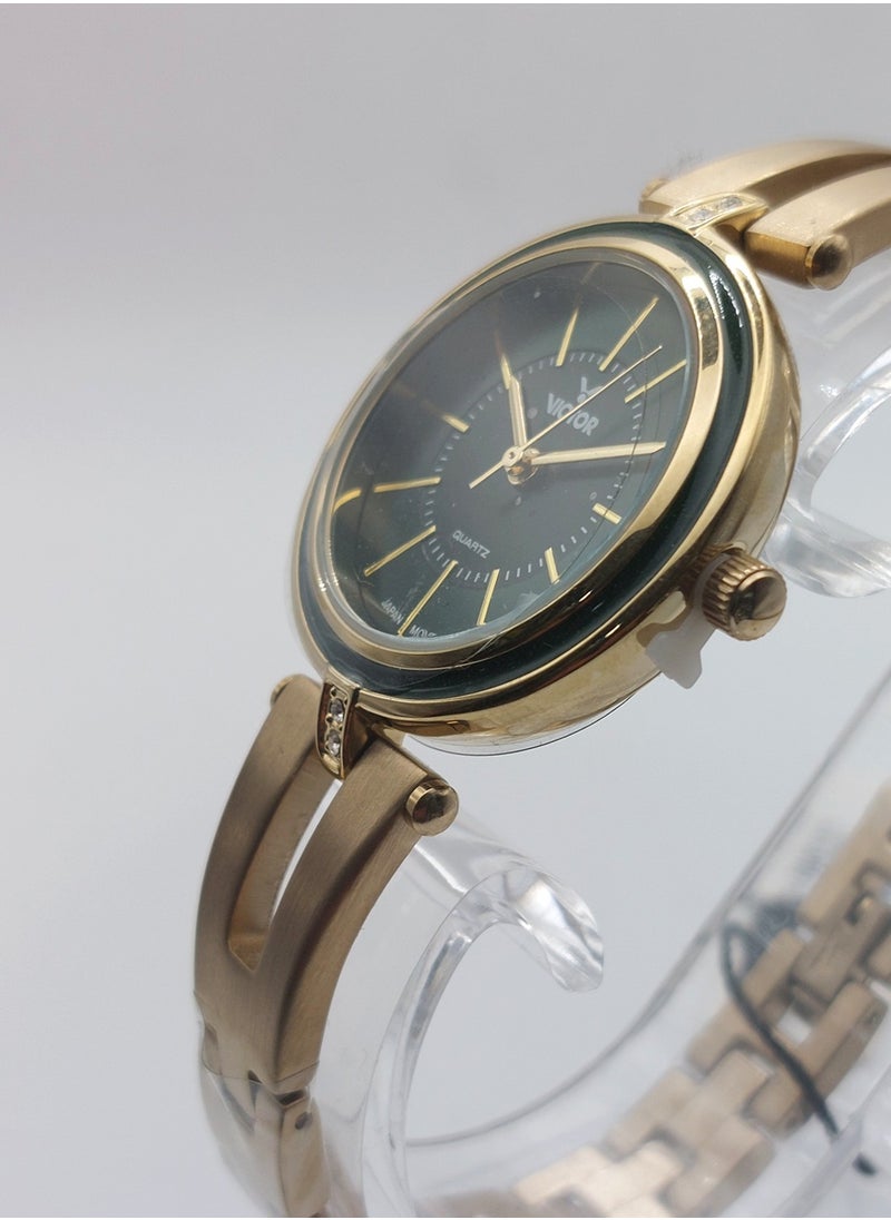 Victor - Women Analog Quartz Gold Stainless Steel Band Watch V1498 - 32mm - Image 1
