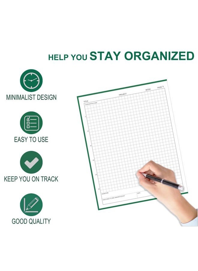 Tuun Fuplan Lab Notebook/Laboratory Notebook - (.25" Grid Format), Laboratory Notebook Quad Ruled Science Lab Book with Grid Pages: Table of Contents for Chemistry, Physics, Biology, 8" x 10", Green - Image 3