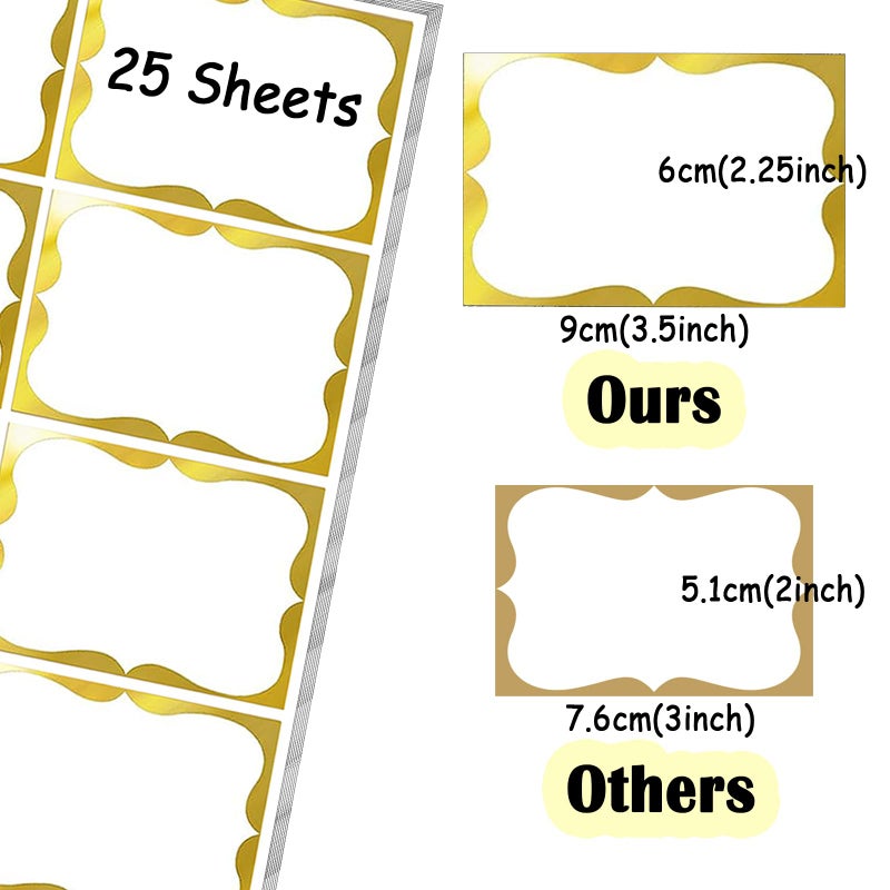 SALEMAR Gold Foil Name Tags Stickers, 3.5" x 2.25" Adhesive Sticky Name Tags Gift Labels for Class Union, Conference, Family Gatherings, 200PC (Gold) - Image 2