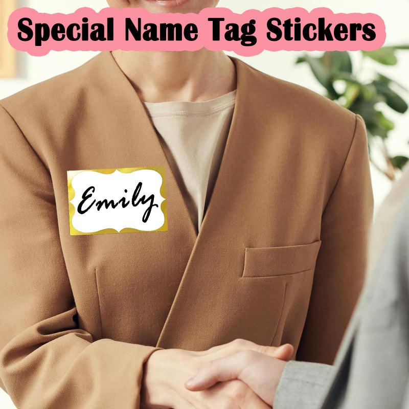 SALEMAR Gold Foil Name Tags Stickers, 3.5" x 2.25" Adhesive Sticky Name Tags Gift Labels for Class Union, Conference, Family Gatherings, 200PC (Gold) - Image 3