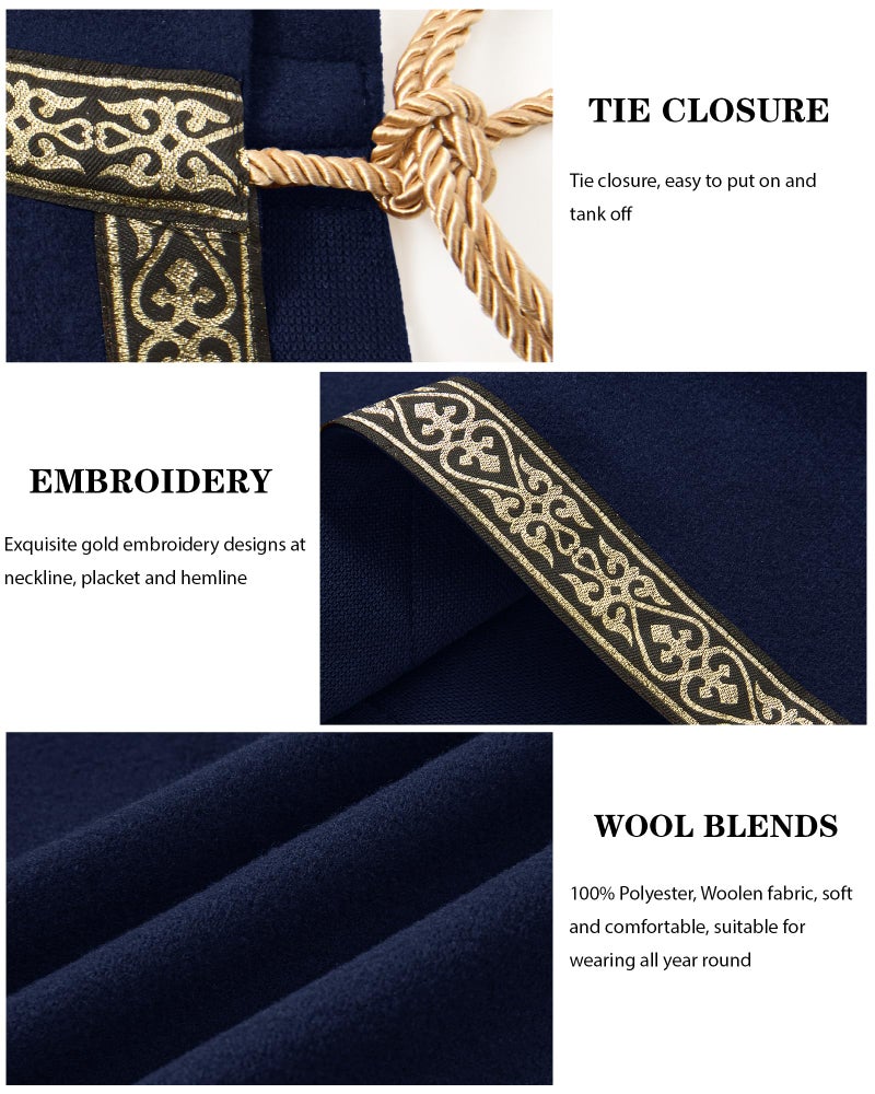 Runcati Mens Renaissance Shawl Half Shoulder Cape Medieval Samurai Cloak LARP Warrior Ren Faire Halloween Costume - Image 5