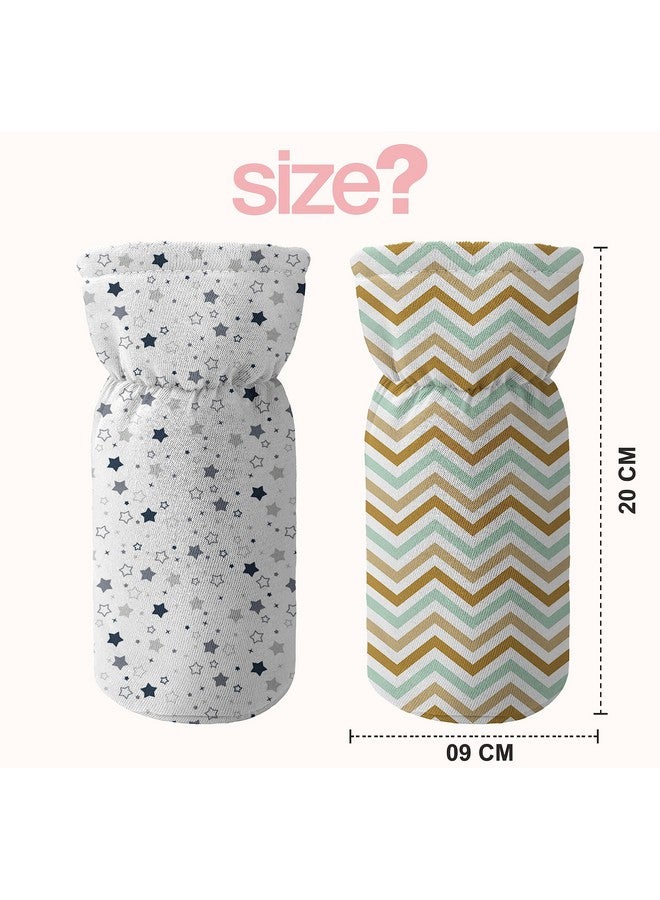 Custom Catch Cotton Soft Plush Baby Bottle Feeding Cover Tote Modern Bag Carrier Bag Bottle Cover With Strap Pack Of 2, Multicolor - Image 5