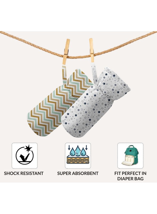 Custom Catch Cotton Soft Plush Baby Bottle Feeding Cover Tote Modern Bag Carrier Bag Bottle Cover With Strap Pack Of 2, Multicolor - Image 4