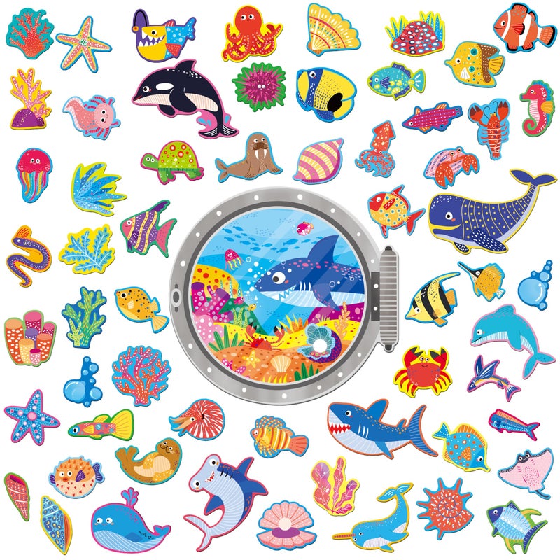 SpriteGru 60PCS Cruise Door Decorations, Magnetic Ocean Cruise Door Magnet Waterproof Sea Animals Magnet Stickers Ocean Fridge Decors for Refrigerator, Carnival Cruise Party Supplies - Image 1