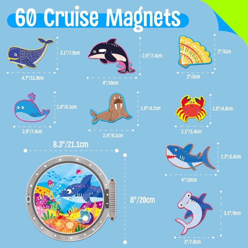SpriteGru 60PCS Cruise Door Decorations, Magnetic Ocean Cruise Door Magnet Waterproof Sea Animals Magnet Stickers Ocean Fridge Decors for Refrigerator, Carnival Cruise Party Supplies - Image 2
