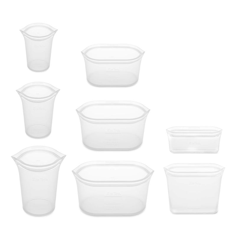 Zip Top Reusable Food Storage Bags | Full Set of 8 [Frost] | Silicone Meal Prep Container | Microwave, Dishwasher and Freezer Safe | Made in the USA - Image 2