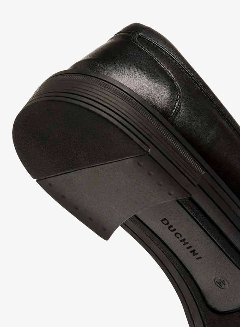 DUCHINI BLACK Men Textured Leather Loafers for Men | Best Price UAE