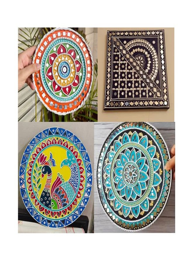 300Sparkles Pre Marked Rajasthani Men Design Round MDF Board Laser Cutout Base Painting Board Art & Craft Home Decoration 10 x 10 Inch - Image 3