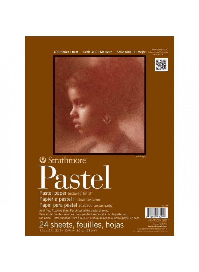 Strathmore 400 Series Pastel Pad, Assorted Colors, 9"x12" Glue Bound, 24 Sheets - Image 1