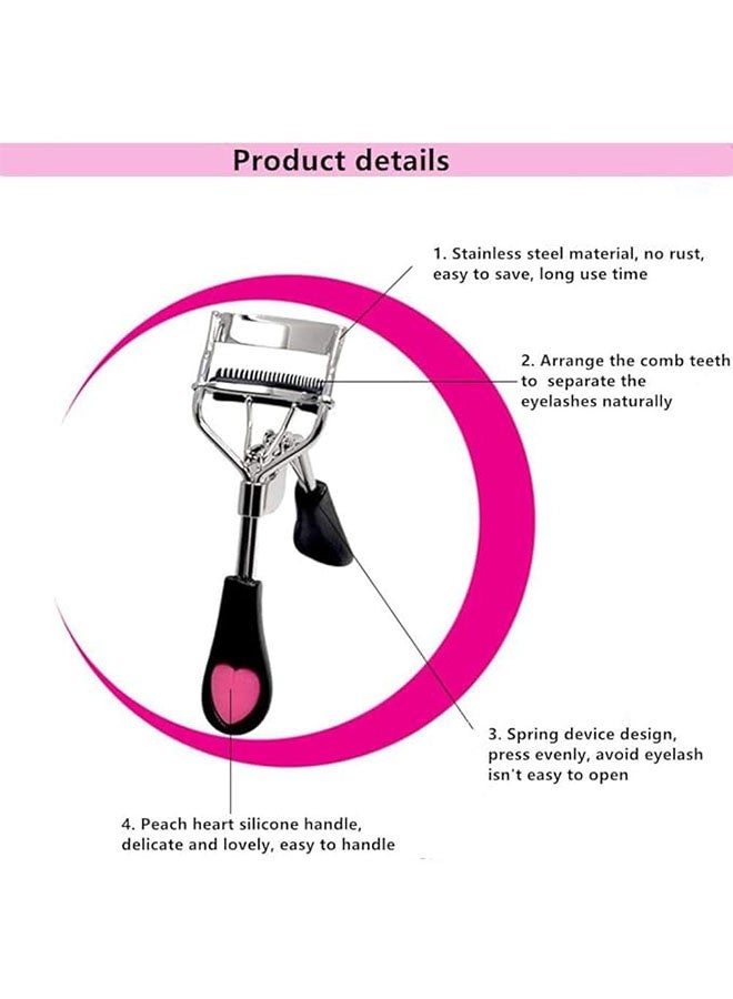 JS Eyelash Handle Clip with Comb, Heart Tweezers, Eyelash Curling Clip, Eye Beauty - Image 3