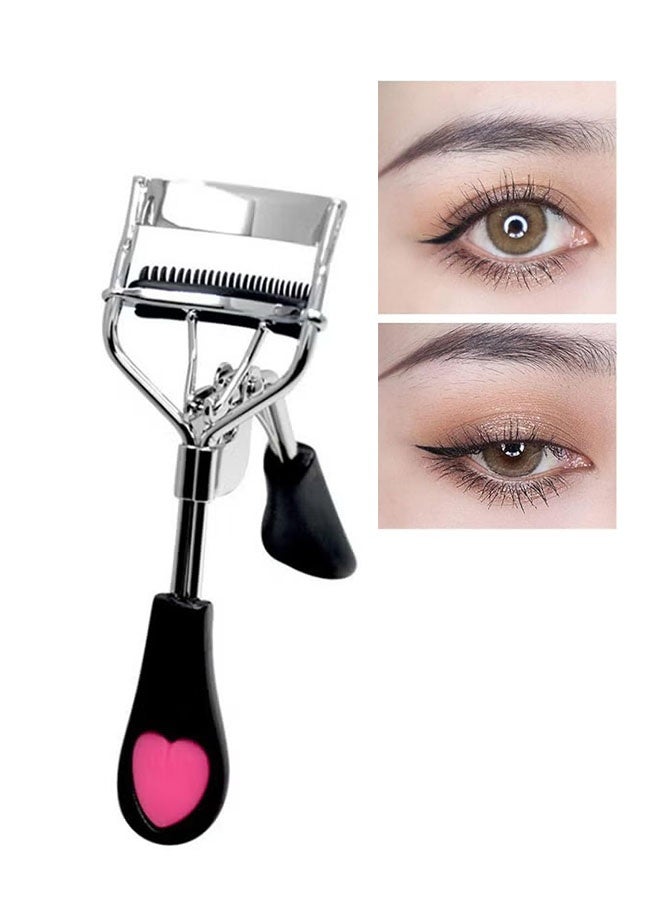 JS Eyelash Handle Clip with Comb, Heart Tweezers, Eyelash Curling Clip, Eye Beauty - Image 1