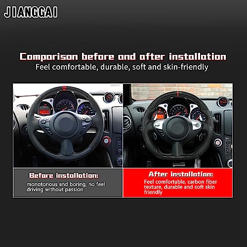 JIANGGAI عجلة قيادة سيارة من ألياف الكربون بتقنية الهيدرو ديب تناسب نيسان 370z 2008-2020 - عجلة قيادة رياضية من جيانغغاي - Image 5