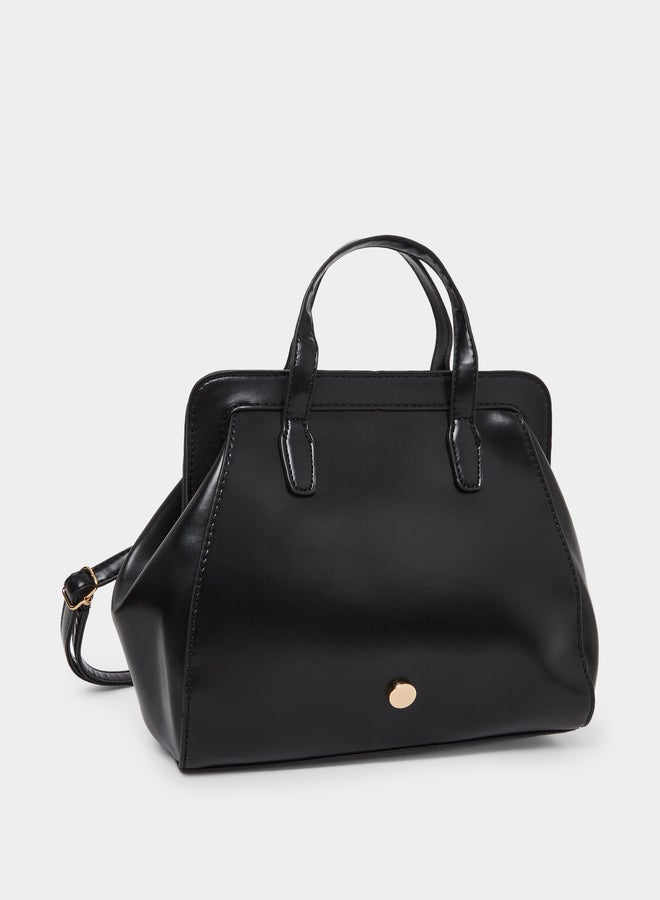 Styli Black Structured Bag with Detachable Strap - Image 1