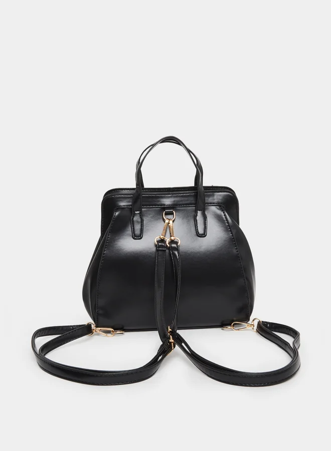 Styli Styli Black Structured Bag with Detachable Strap