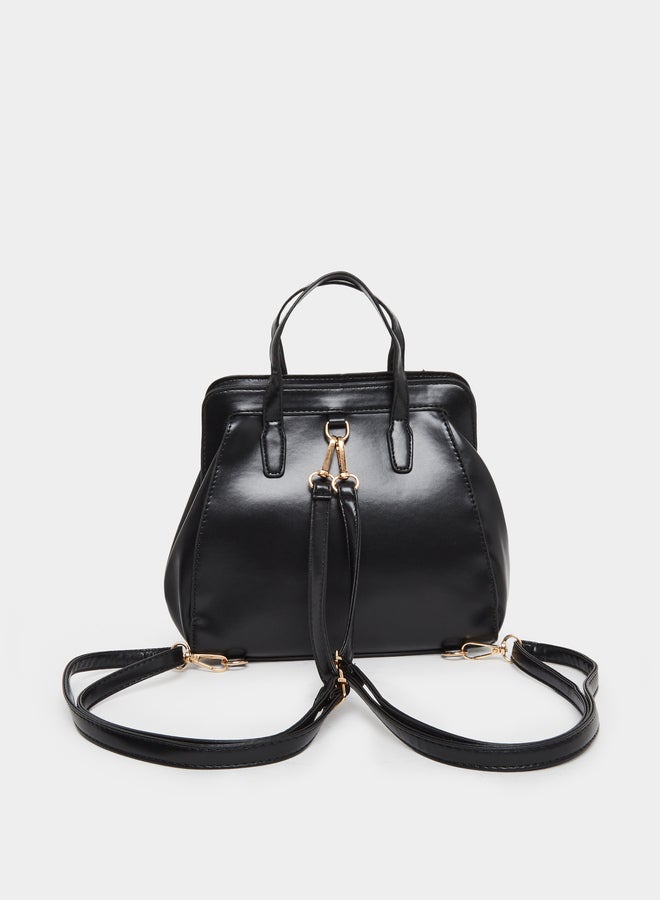 Styli Black Structured Bag with Detachable Strap - Image 2