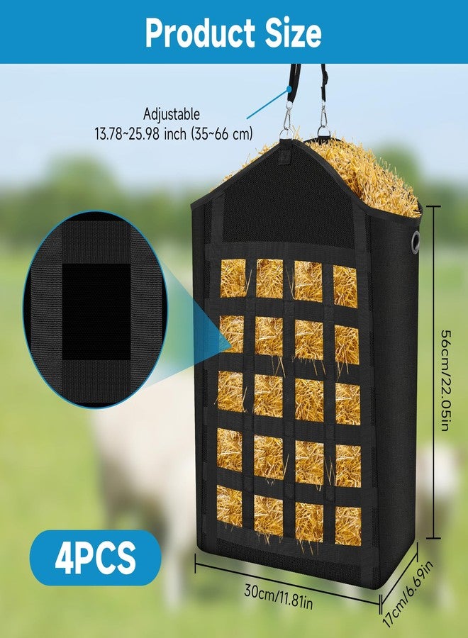 LeadGoods Hay Bags for Horses, 4pcs Slow Feed Hay Bags for Horses, Goats, Sheep, Donkey, Premium Oxford Hay Feed Bags with Front Hay Nets Design, Easy to Fill and Hang with Large Opening for Easy Filling - Image 5
