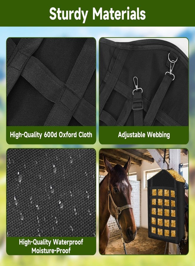 LeadGoods Hay Bags for Horses, 4pcs Slow Feed Hay Bags for Horses, Goats, Sheep, Donkey, Premium Oxford Hay Feed Bags with Front Hay Nets Design, Easy to Fill and Hang with Large Opening for Easy Filling - Image 4