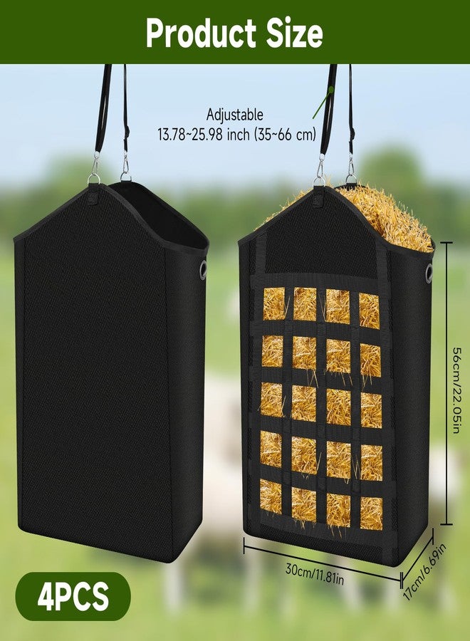 LeadGoods Hay Bags for Horses, 4pcs Slow Feed Hay Bags for Horses, Goats, Sheep, Donkey, Premium Oxford Hay Feed Bags with Front Hay Nets Design, Easy to Fill and Hang with Large Opening for Easy Filling - Image 2