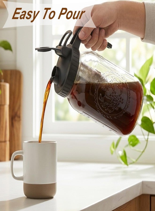 GMSWEET Cold Brew Coffee Maker 32 Oz Wide Mouth Mason Jar Pitcher With stainless steel Filter 1 Quart Airtight & Leak-Proof cold brew pitcher with pour spout lid and handle For iced Coffee Tea and lemonade - Image 2