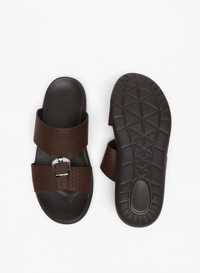ال بي ال من شو اكسبرس Men's Textured Slip-On Sandal with Buckle Detail
