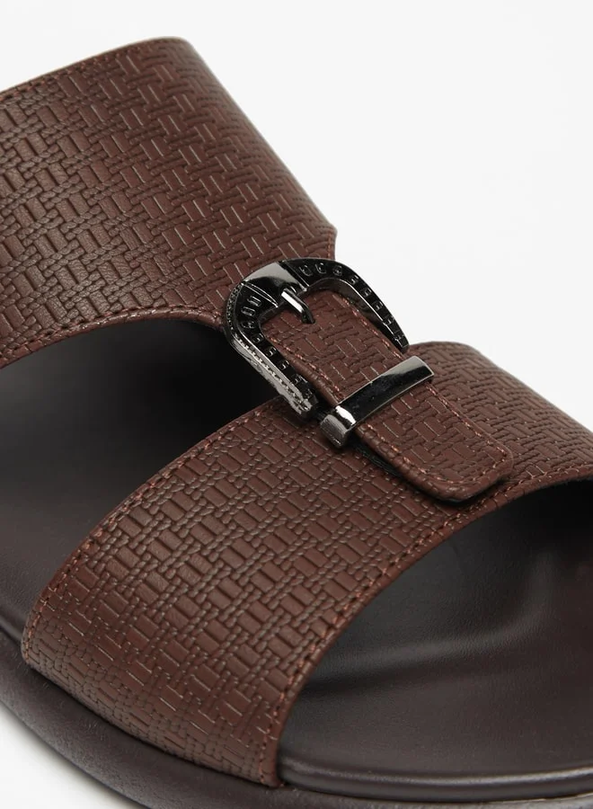 ال بي ال من شو اكسبرس Men's Textured Slip-On Sandal with Buckle Detail