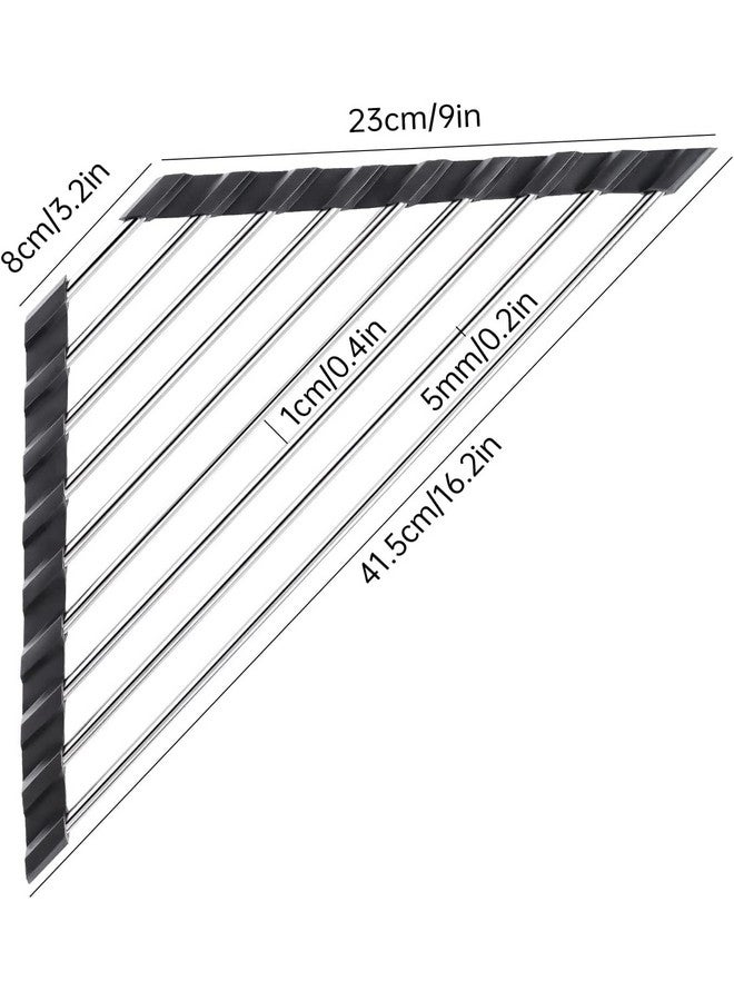 HARI® SUS304 Stainless Still Dish Drying Rack Over Sink Corner Dish Rack Kitchen Gadget Tool Sink Caddy Corner Sink Drainer (Black) - Image 4